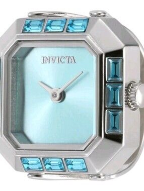 Invicta Mini Angel Women's Silver Aqua Blue Adjustable Ring Watch 21.5mm. 49579